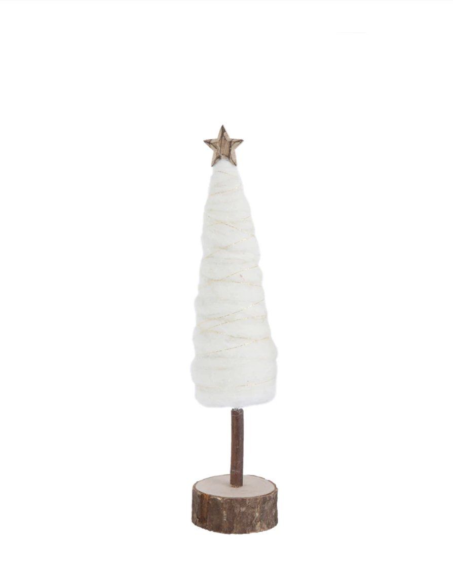 WOOL CHRISTMAS TREE WITH STAR AND WOOD BASE 13"H Gift Ideas Creative Coop