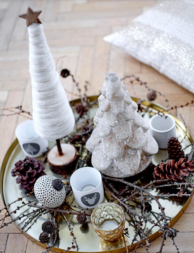 WOOL CHRISTMAS TREE WITH STAR AND WOOD BASE 13"H Gift Ideas Creative Coop