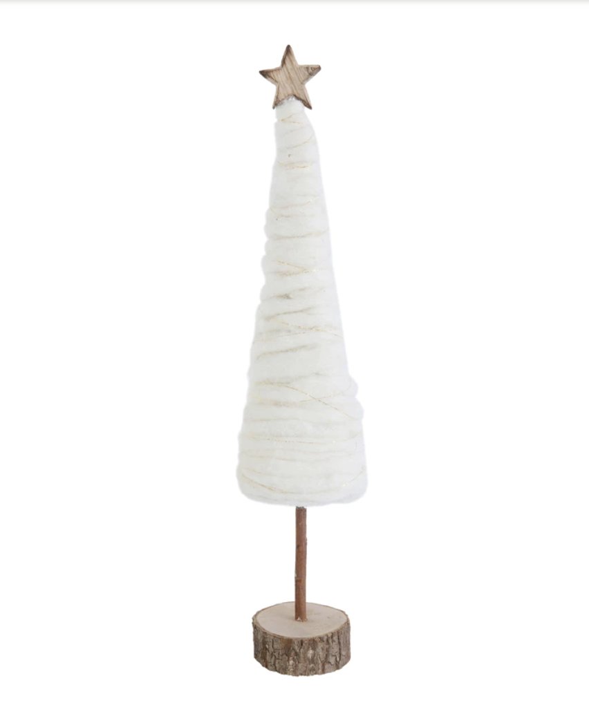 WOOL CHRISTMAS TREE WITH STAR AND WOOD BASE 18"H Gift Ideas Creative Coop