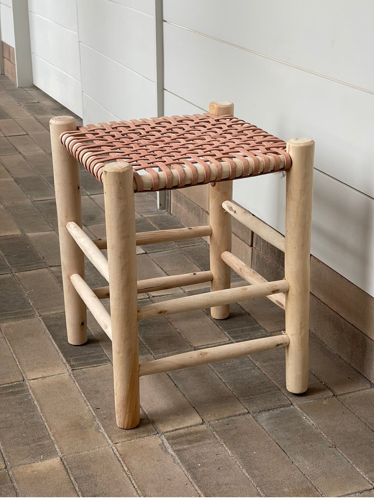 WOVEN LEATHER  STOOL living-furniture Pepin Boho collab   