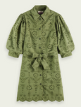 SCOTCH & SODA - Mini-robe en broderie anglaise à manches bouffantes