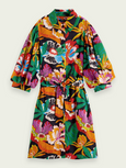 SCOTCH & SODA - Mini-robe à manches bouffantes en lin mélangé