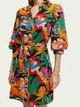 SCOTCH & SODA - Mini-robe à manches bouffantes en lin mélangé