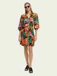SCOTCH & SODA - Mini-robe à manches bouffantes en lin mélangé