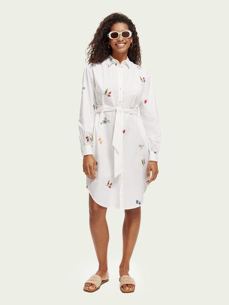 SCOTCH & SODA - ROBE CHEMISE MIDI BRODÉE