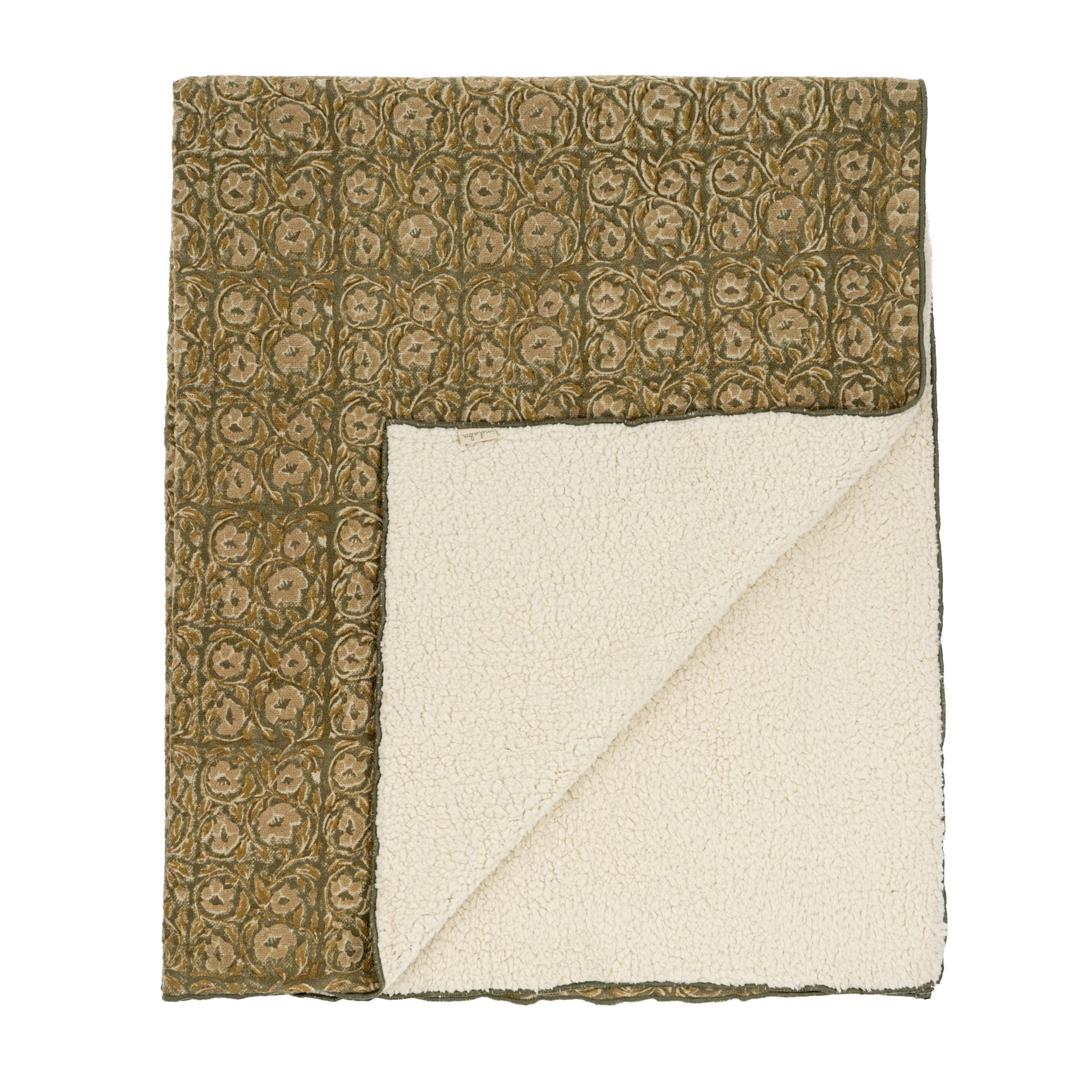 1-0229 / Lata Block Print Sherpa Throw Indaba trading co