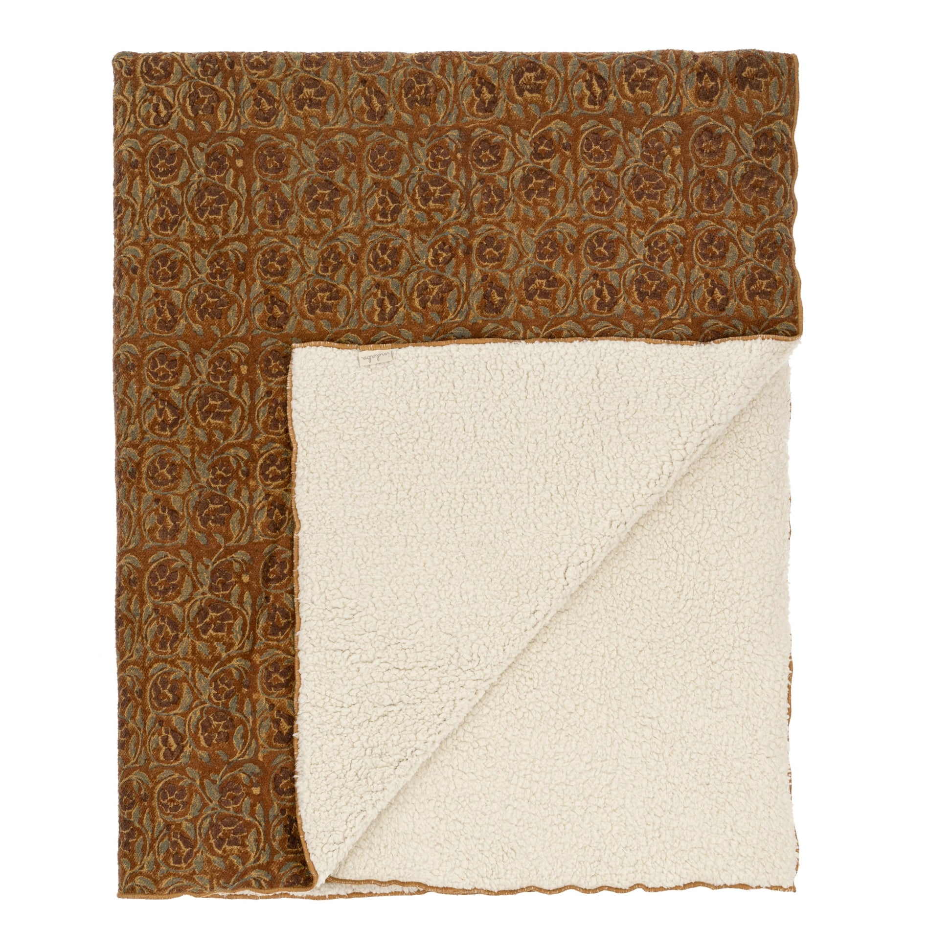 1-0230 / Mayur Block Print sherpa Throw COIN MAISON