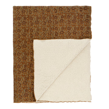 1-0230 / Mayur Block Print sherpa Throw COIN MAISON