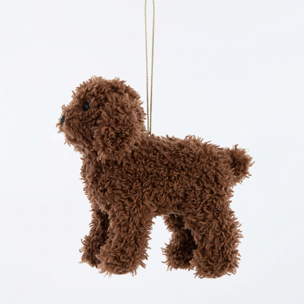 4-1/4"L Furry Poodle Ornament- XM4438C Christmas Decoration Creative Coop