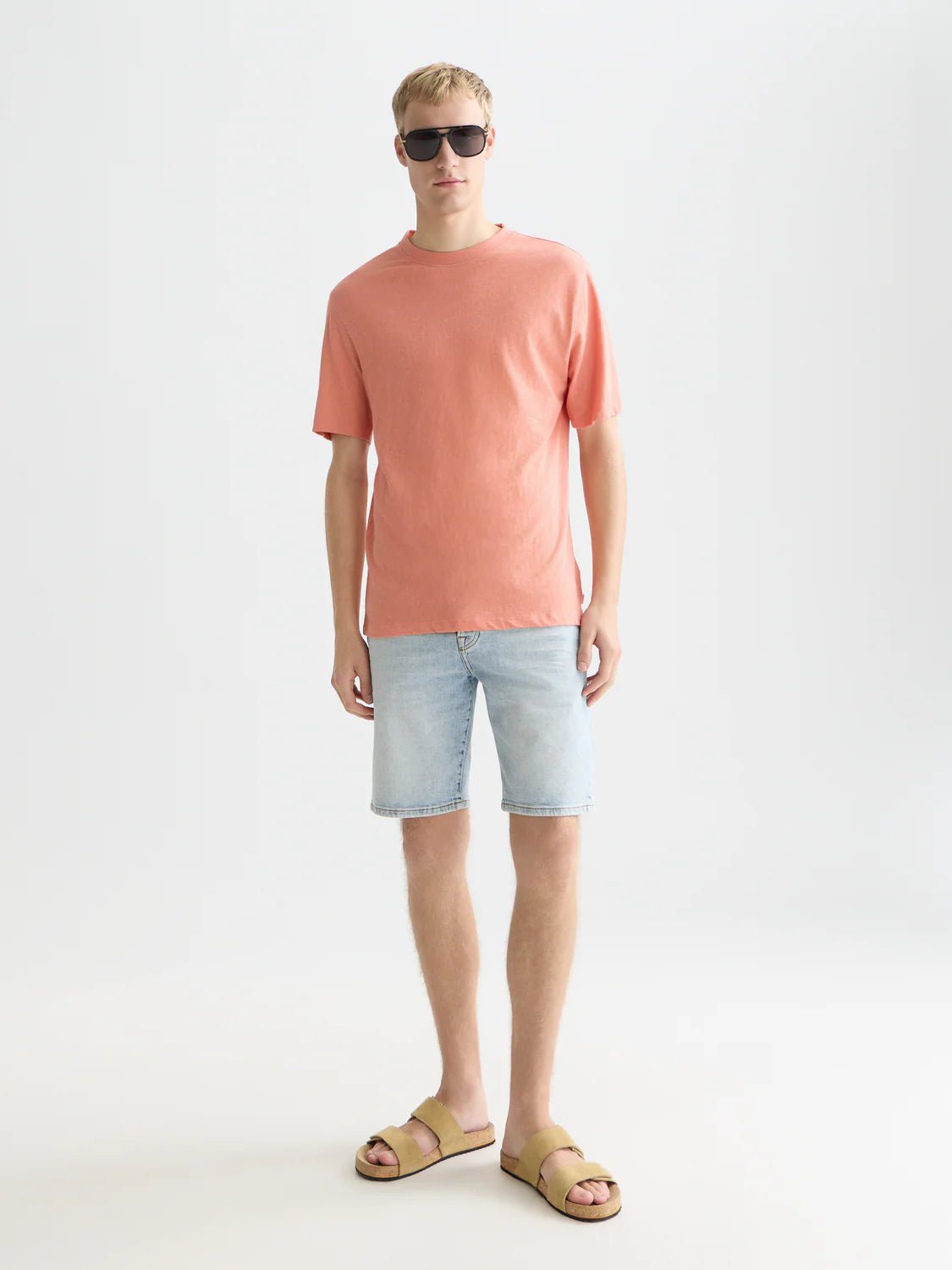 3 Crosses Cotton-Linen Regular-Fit T-Shirt Men T-Shirts Scotch Soda Homme Canyon Clay XXL