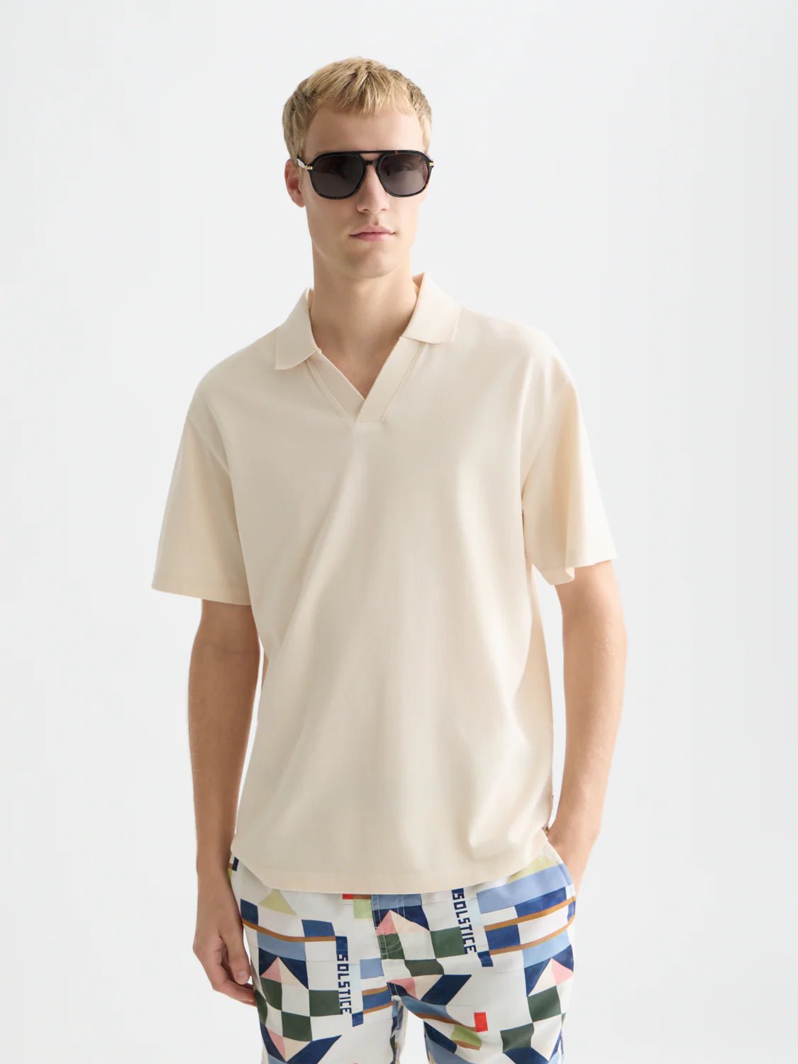 3 Crosses Pique Relaxed-Fit Garment-Dyed Polo Men Polos Scotch Soda Homme Eggnog XS