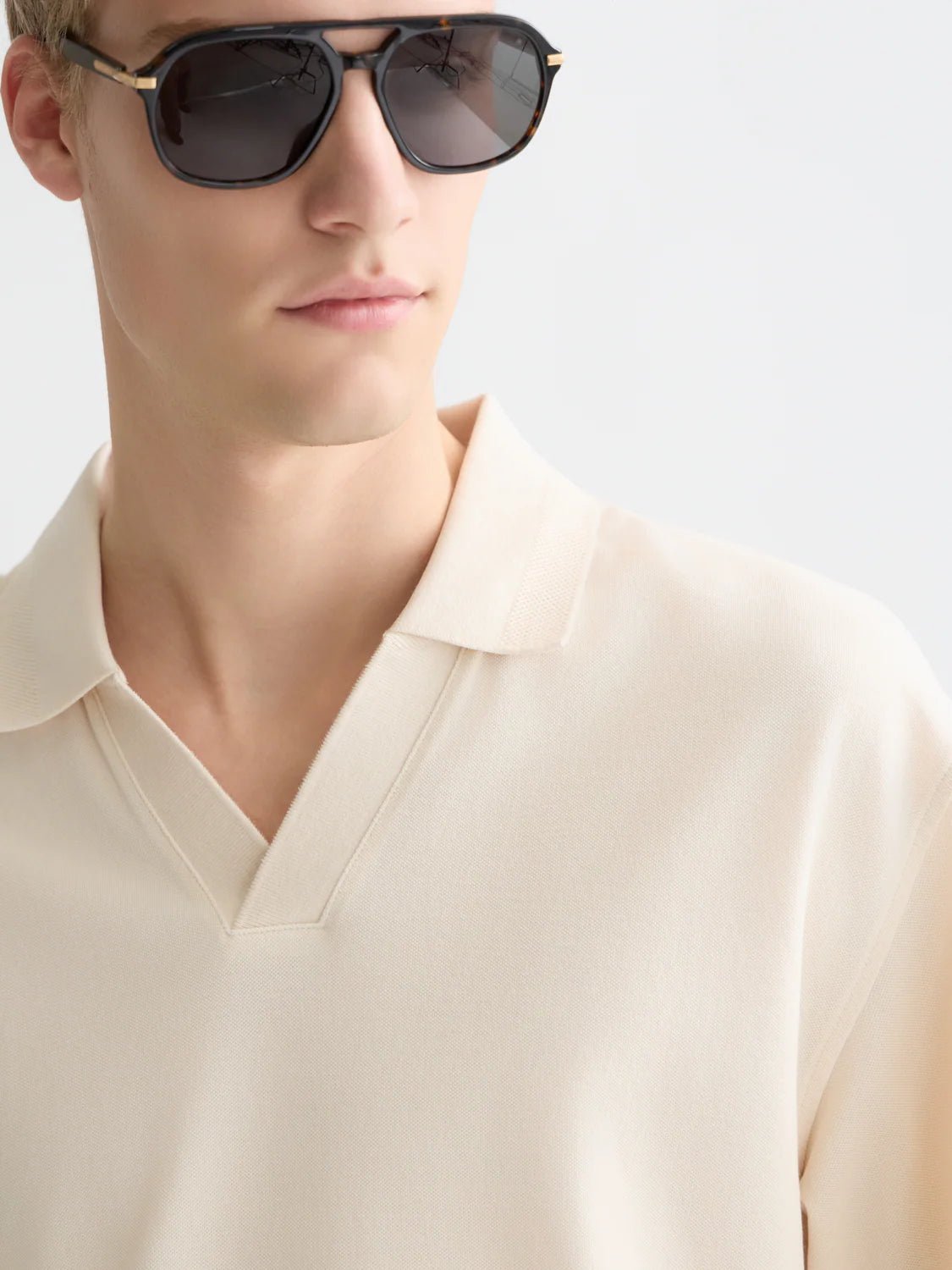 3 Crosses Pique Relaxed-Fit Garment-Dyed Polo Men Polos Scotch Soda Homme Eggnog M