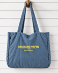 CABA EN LIN BLUE MAISON PEPIN CABAS SAC maison pepin