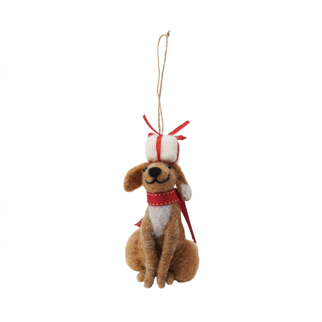 4"H-5"H Wool Felt Dog Ornament XS9695A Christmas Decoration Creative Coop