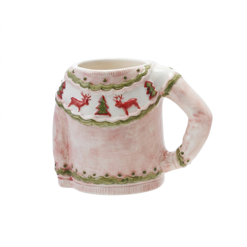 3" Rd x4-1/2"H Pink Stoneware Sassy Sweater - XS8285A Christmas Decoration Creative Coop