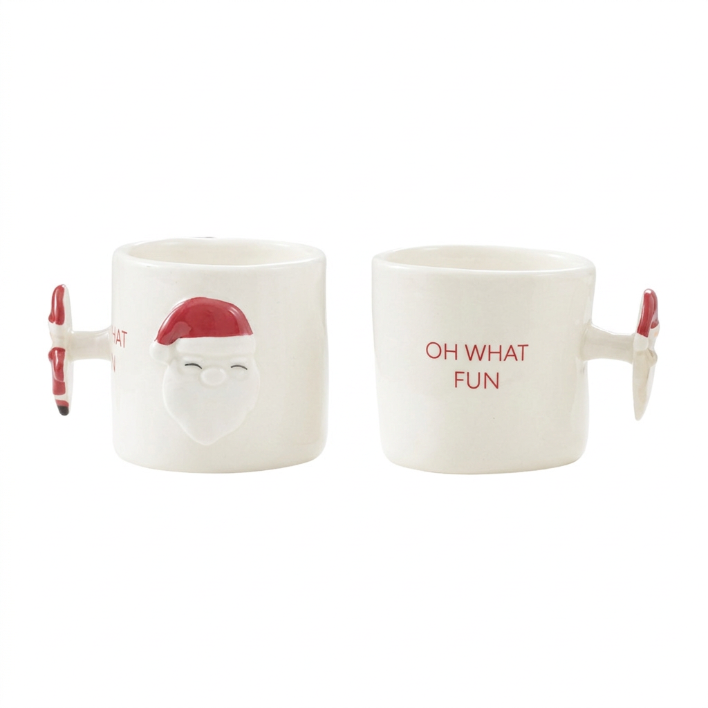 Stoneware Mug W Holiday OH WHAT FUN - XT1809A Christmas Decoration Creative Coop