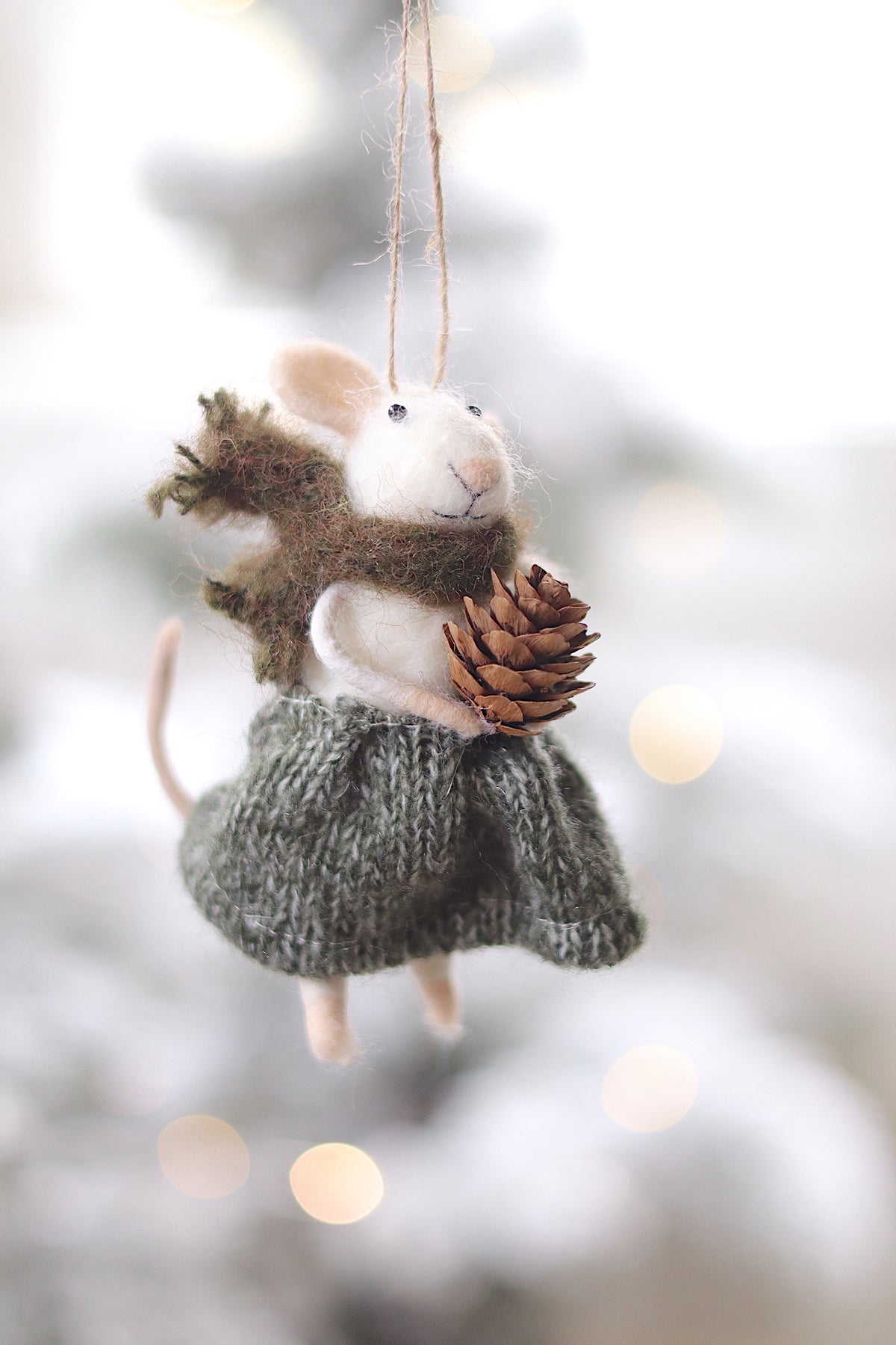 Pinecone Patrice Mouse Holiday Ornament Christmas Decoration Indaba trading co