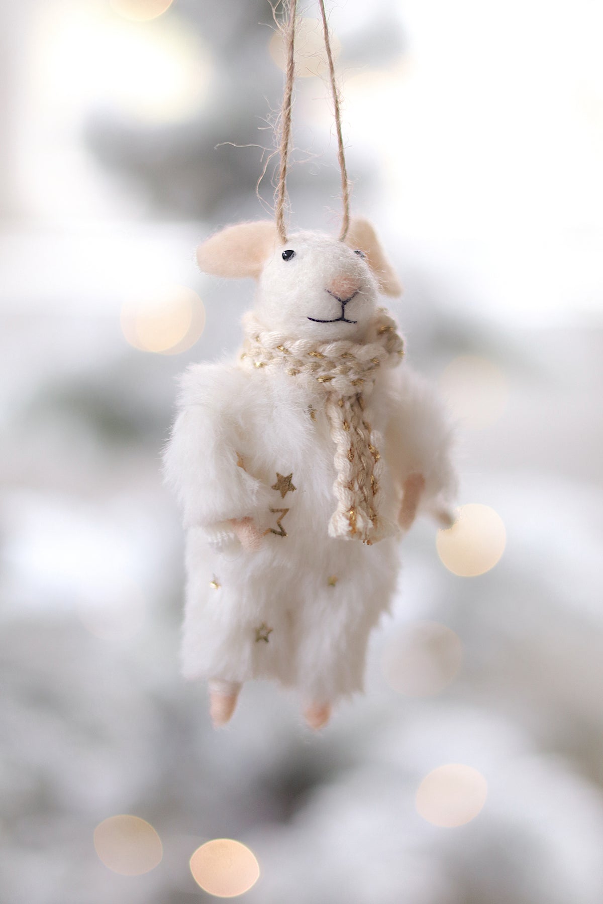 Winter White Wendy Mouse Holiday Ornament Christmas Decoration Indaba trading co