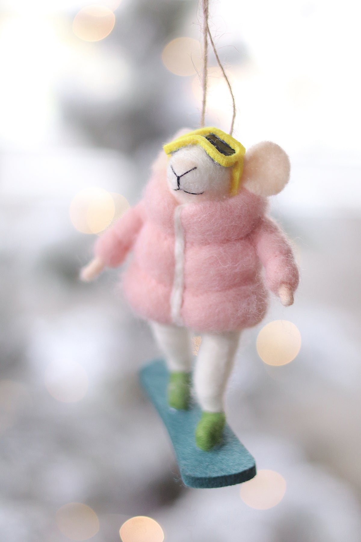 Snowboard Sadie Mouse Holiday Ornament Christmas Decoration Indaba trading co