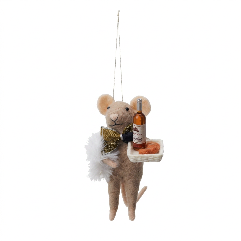 Wool Felt Mouse Gourmand Ornament XS9801A Christmas Decoration Creative Coop