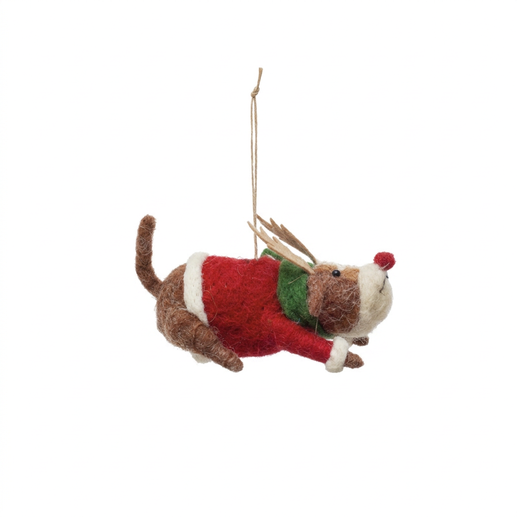 2-3/4"H - 5-3/4"H Wool Felt Dog in Outfit - XS1567A Christmas Decoration Creative Coop