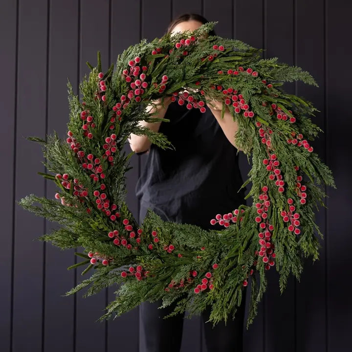 34 Red plum berry wreath standar