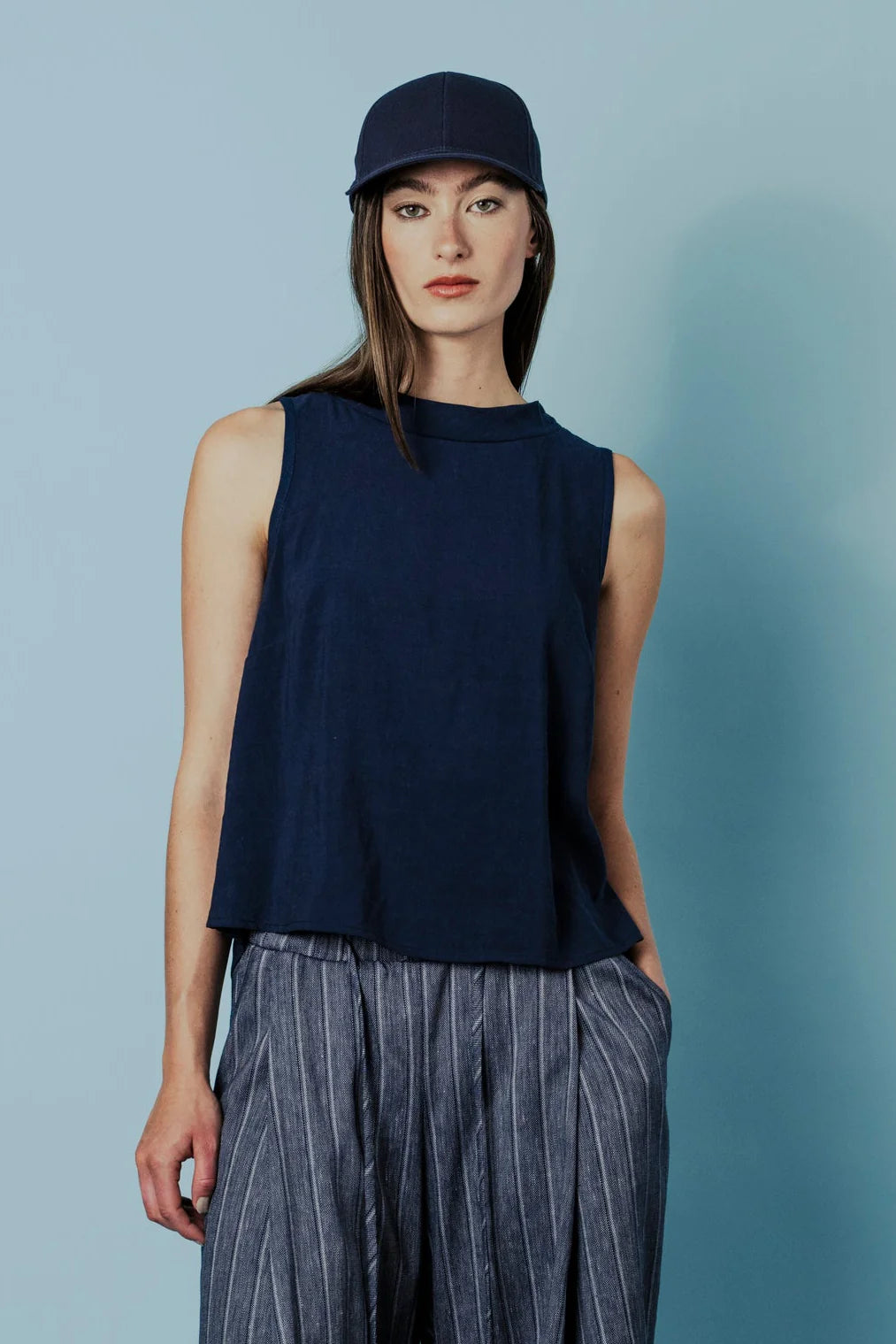 Pacifica Top Tencel T-Shirts BODYBAG Navy L