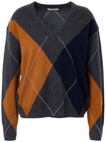 Philippa Sweater Woman JC Sophie COGNAC ARGYLE XS/TP