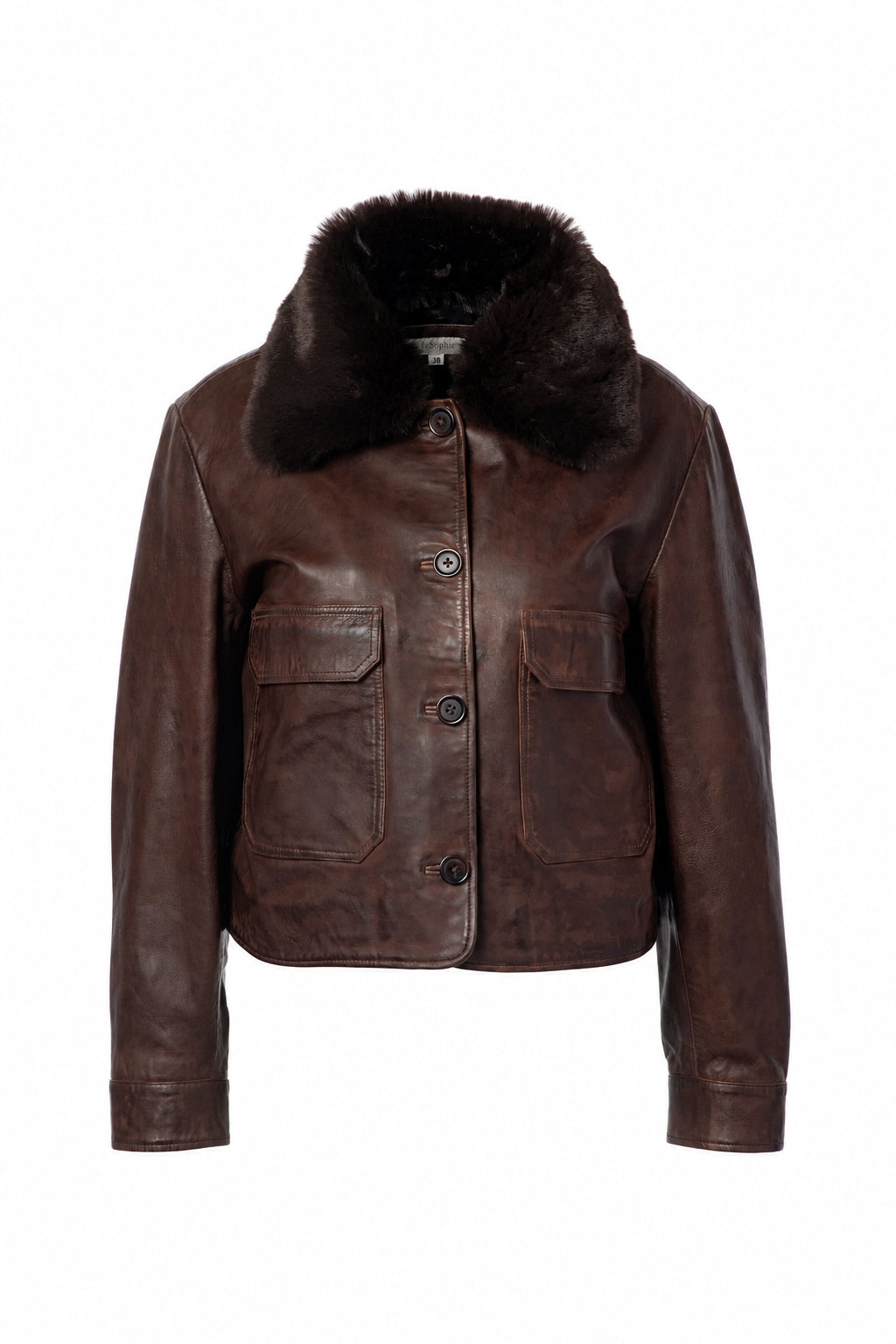 Pure Leather Jacket Woman JC Sophie ANTIQUE BROWN 34