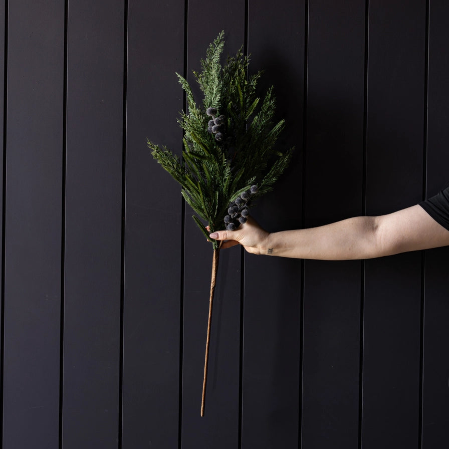 Plum, Navy Blue, Frosted Berry, Norfolk Cypress, Real Touch Stems 22'' LUXE B