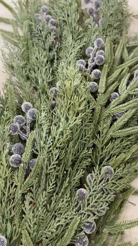 Plum, Navy Blue, Frosted Berry, Norfolk Cypress, Real Touch Stems 22'' LUXE B