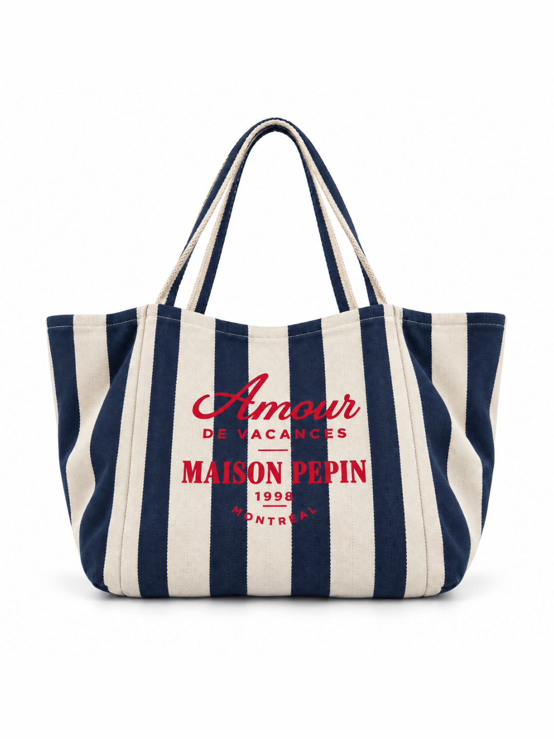 CABAS AMOUR DE VACANCE LARGE NAVY LARGE STRIPES Apparel & Accessories maison pepin