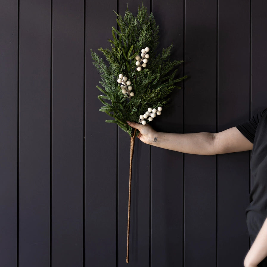 Real Touch Norfolk Cypress Stems, Frosted Berry, White Plum 40'' LUXE B