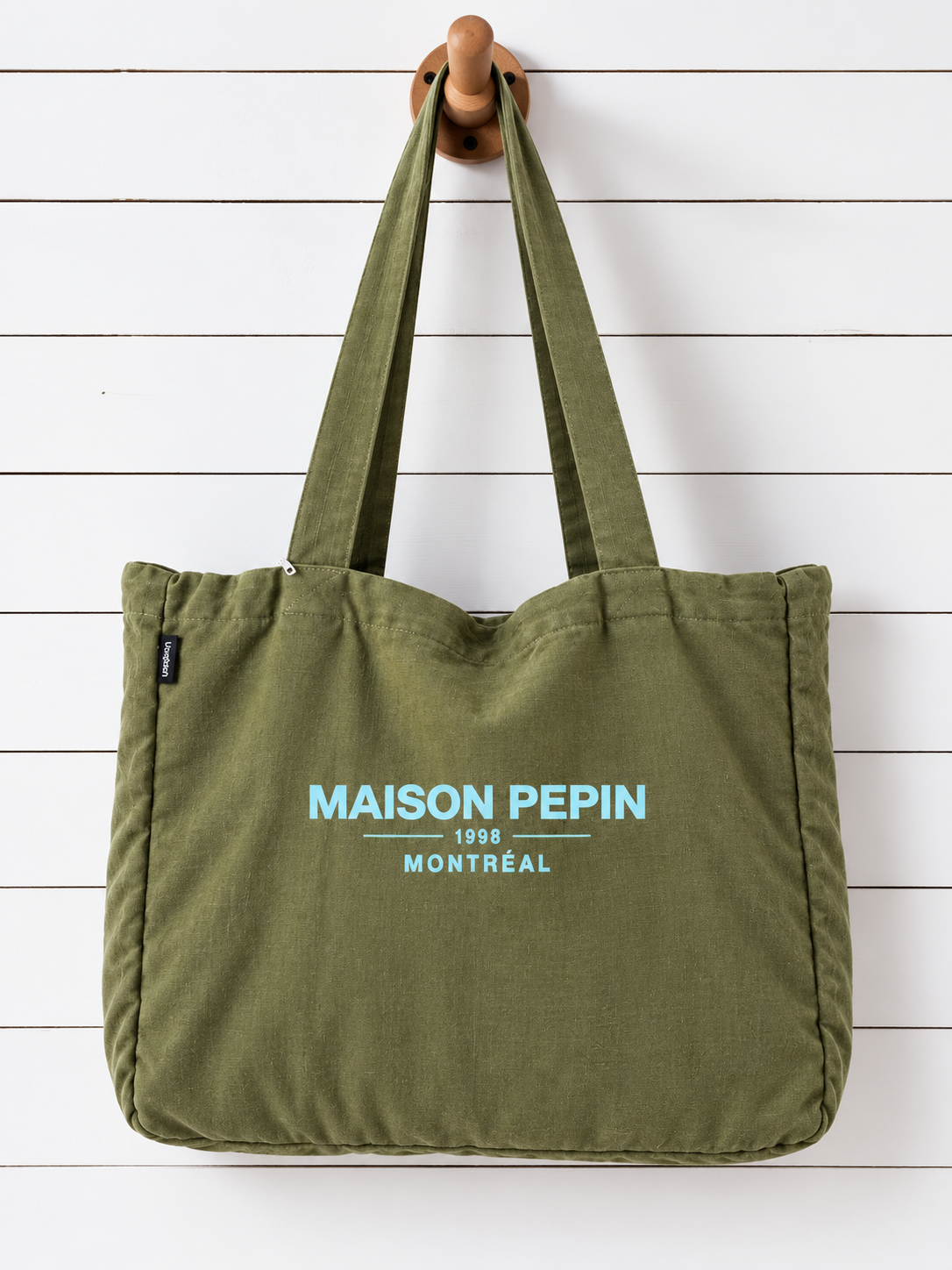 CABA EN LIN VERT OLIVE MAISON PEPIN CABAS SAC maison pepin