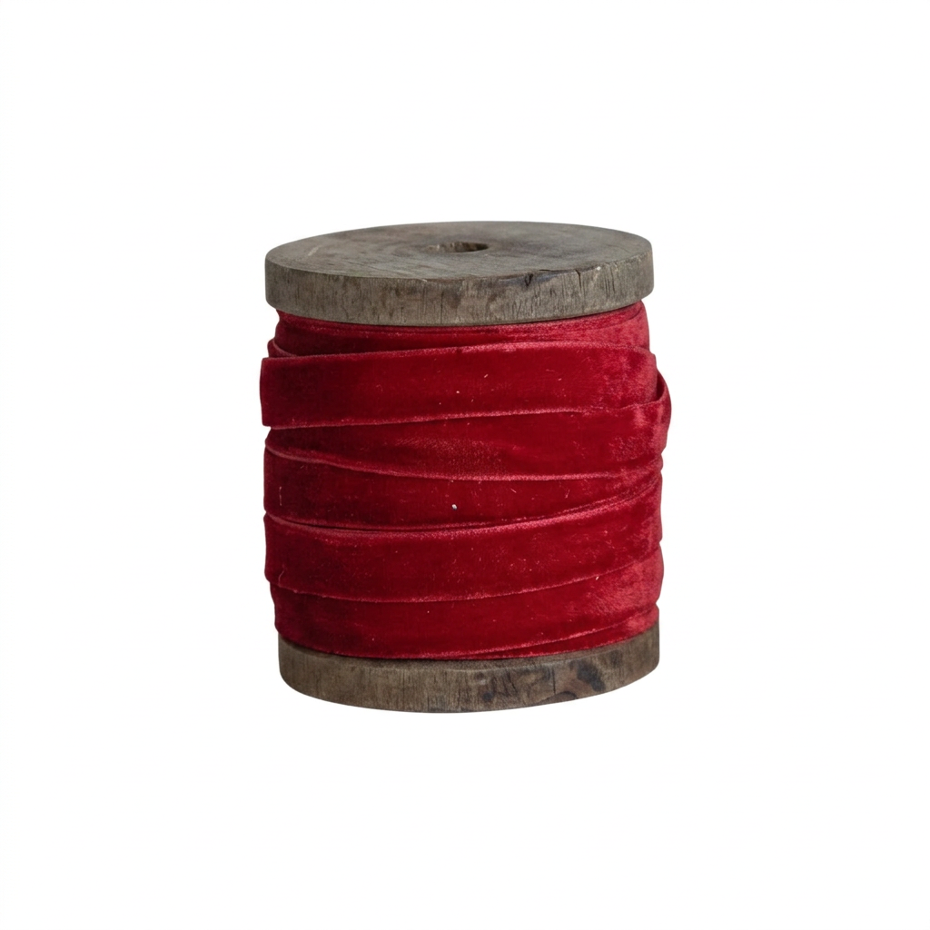 Velvet Ribbon on Wood Spool,- XS4128A Christmas Decoration Creative Coop
