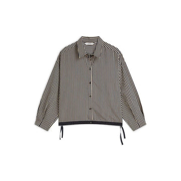 Boxy Blouse in Two-Tone Fine Stripe Woman SUMMUM 34 MIDNIGHT BLUE