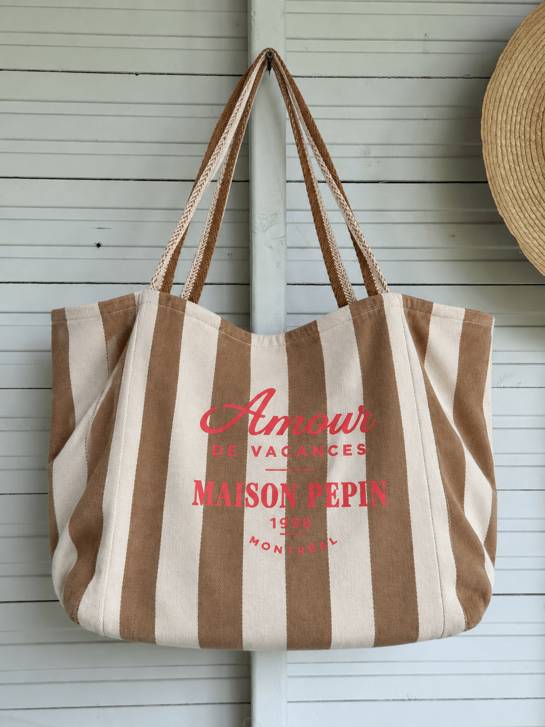 CABAS AMOUR DE VACANCE LARGE BEIGE THIN STRIPES Apparel & Accessories maison pepin