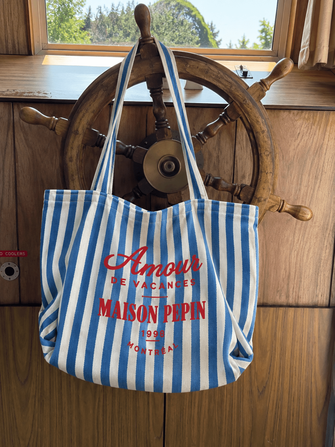 CABAS AMOUR DE VACANCE LARGE LIGHT BLUE THIN STRIPES Apparel & Accessories maison pepin