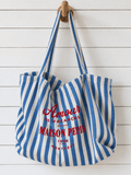 CABAS AMOUR DE VACANCE LARGE LIGHT BLUE THIN STRIPES Apparel & Accessories maison pepin