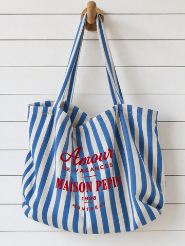 CABAS AMOUR DE VACANCE LARGE LIGHT BLUE THIN STRIPES Apparel & Accessories maison pepin