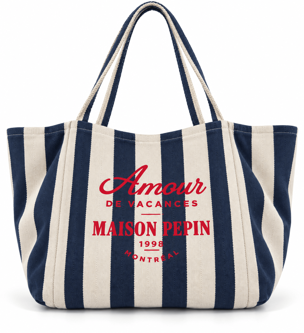 CABAS AMOUR DE VACANCE LARGE NAVY LARGE STRIPES Apparel & Accessories maison pepin