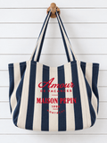 CABAS AMOUR DE VACANCE LARGE NAVY LARGE STRIPES Apparel & Accessories maison pepin