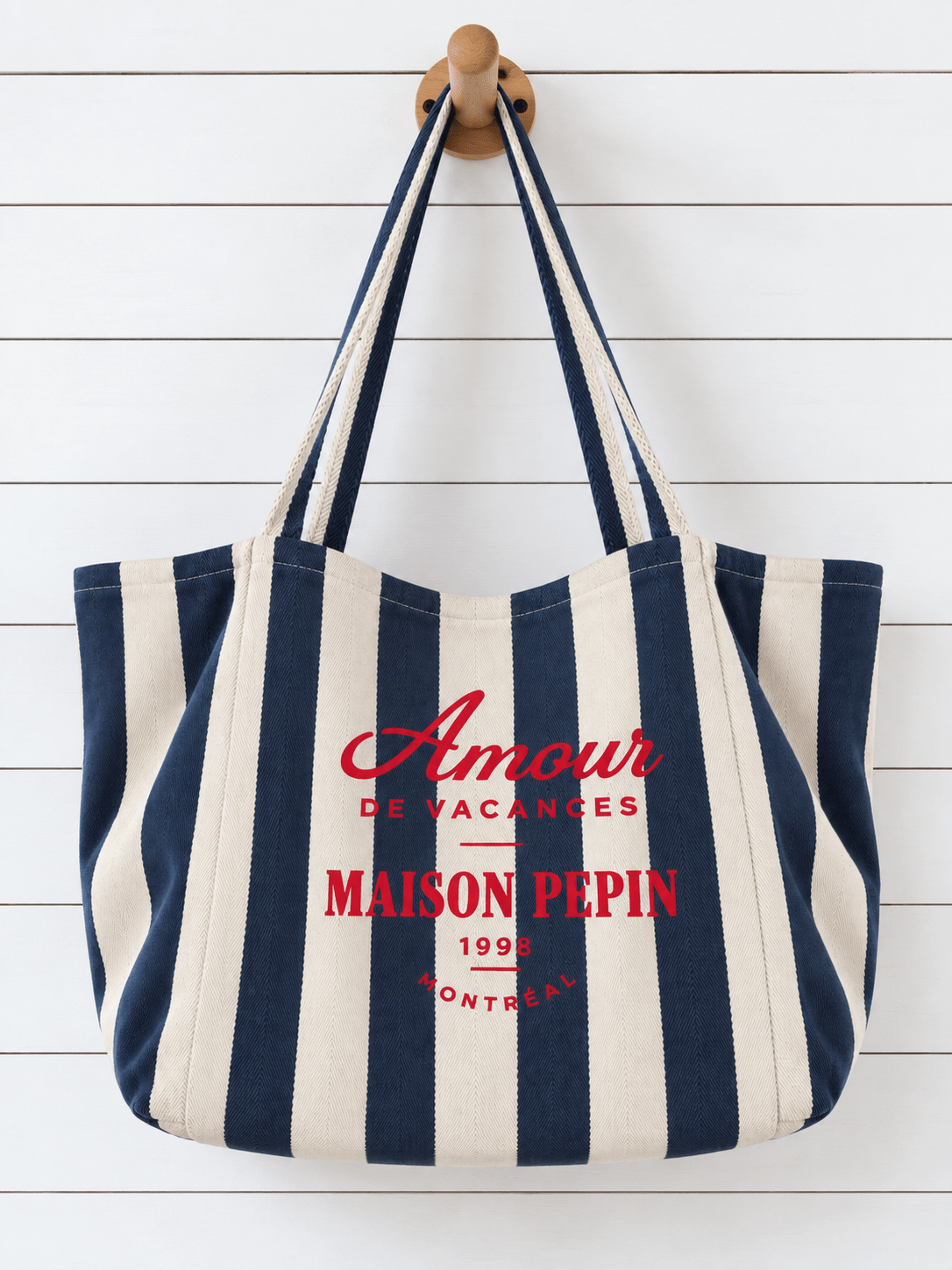 CABAS AMOUR DE VACANCE LARGE NAVY LARGE STRIPES Apparel & Accessories maison pepin