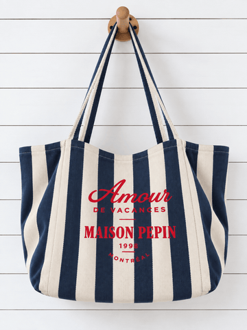 CABAS AMOUR DE VACANCE LARGE NAVY LARGE STRIPES Apparel & Accessories maison pepin
