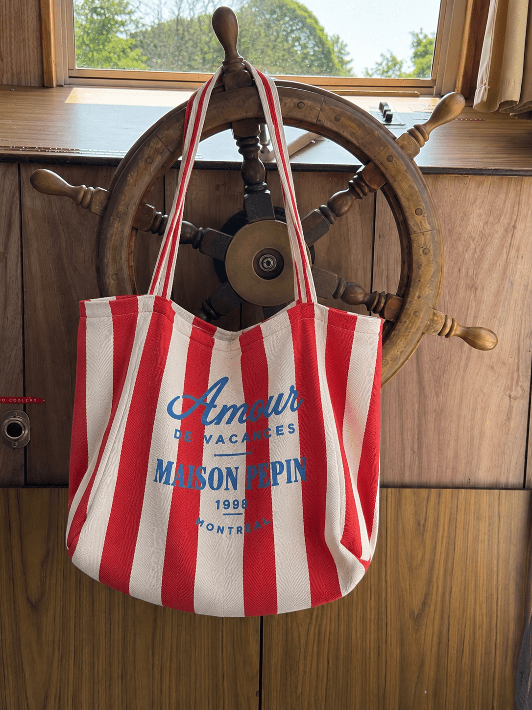 CABAS AMOUR DE VACANCE LARGE RED LARGE STRIPES Apparel & Accessories maison pepin
