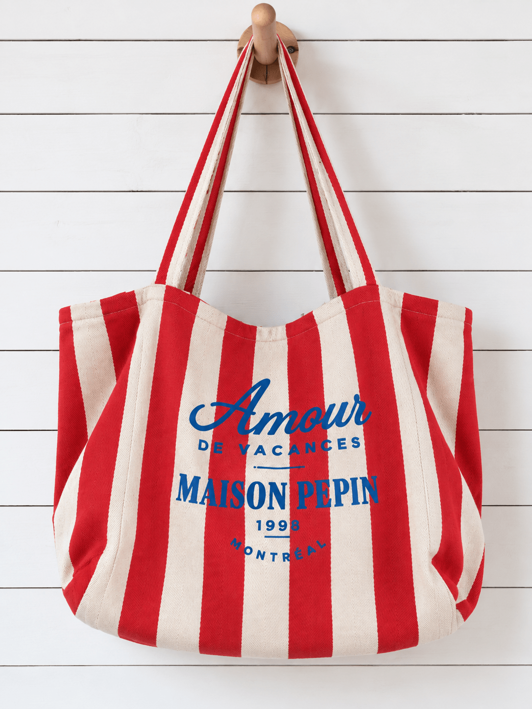 CABAS AMOUR DE VACANCE LARGE RED LARGE STRIPES Apparel & Accessories maison pepin