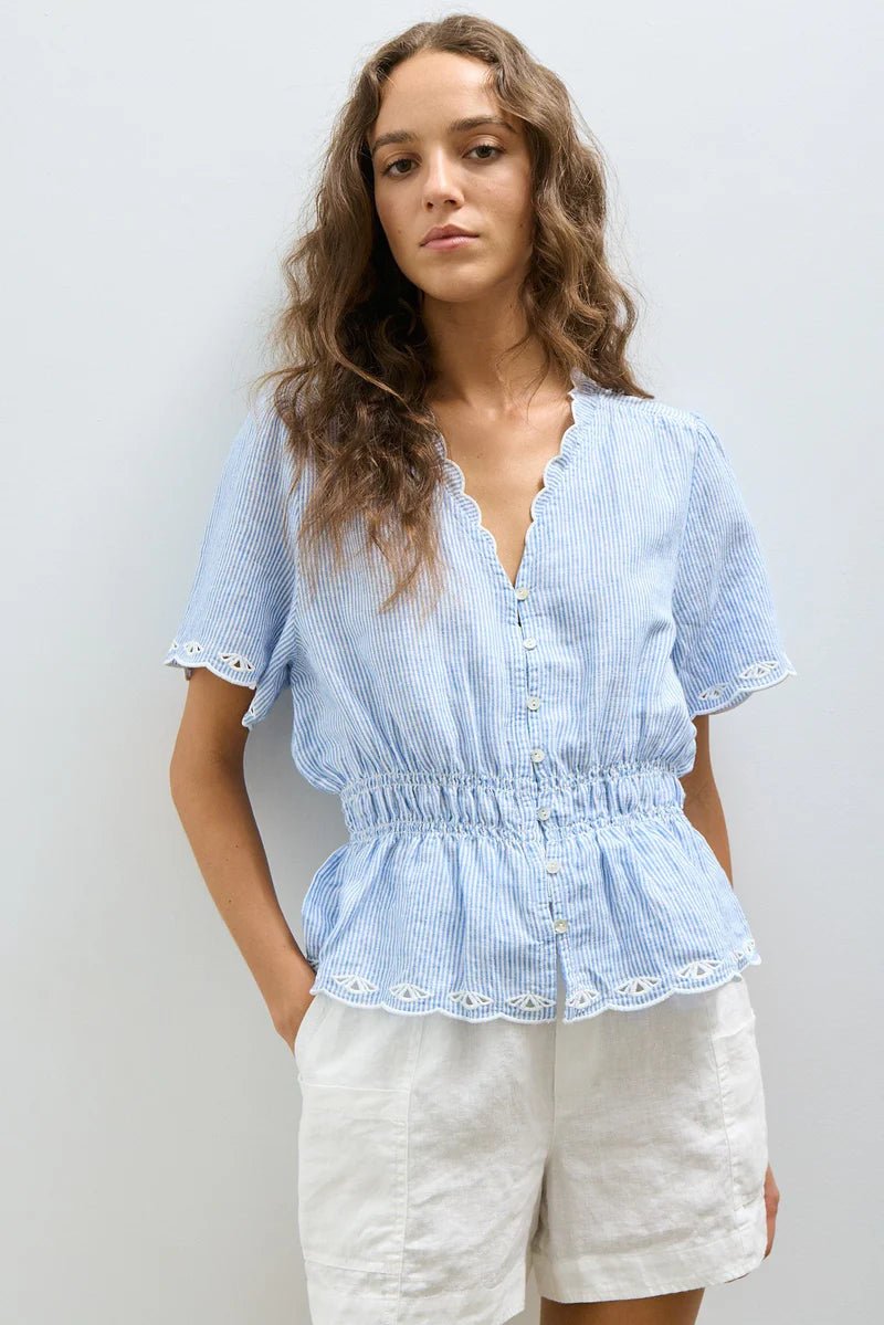 CATHY BLOUSE Blouses Melissa Nepton Blue Pin Stripe XS