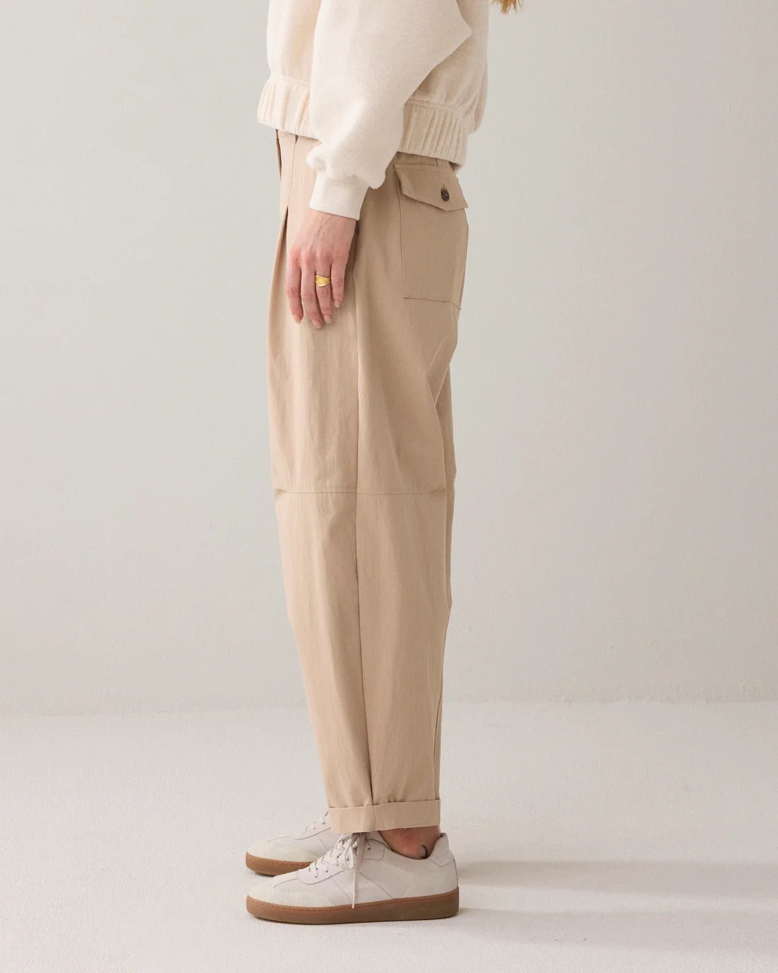Cocoon-fit cotton-blend trousers Trousers SUMMUM