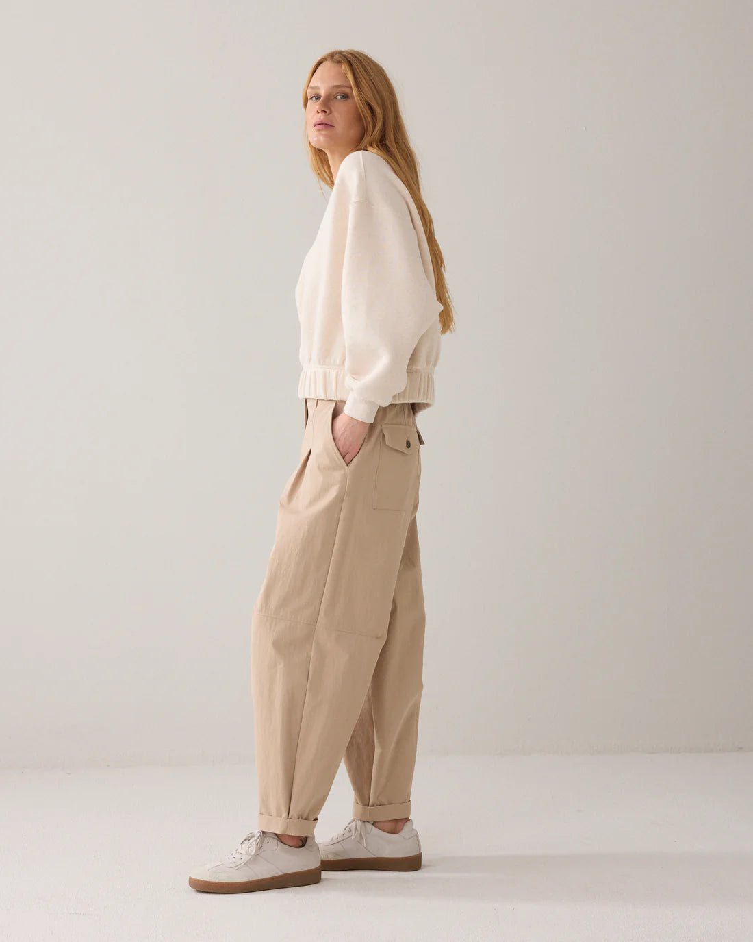 Cocoon-fit cotton-blend trousers Trousers SUMMUM