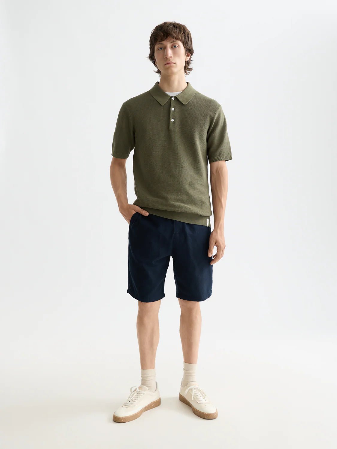 Core Fave Cotton-Linen Twill Bermuda Short Men Shorts Scotch Soda Homme Navy 29